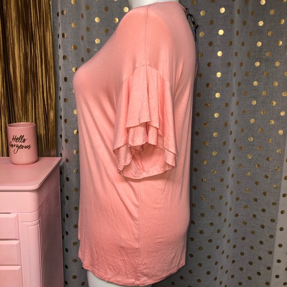 NWT Coco+Carmen peach ruffle sleeves top - Picture 3 of 7